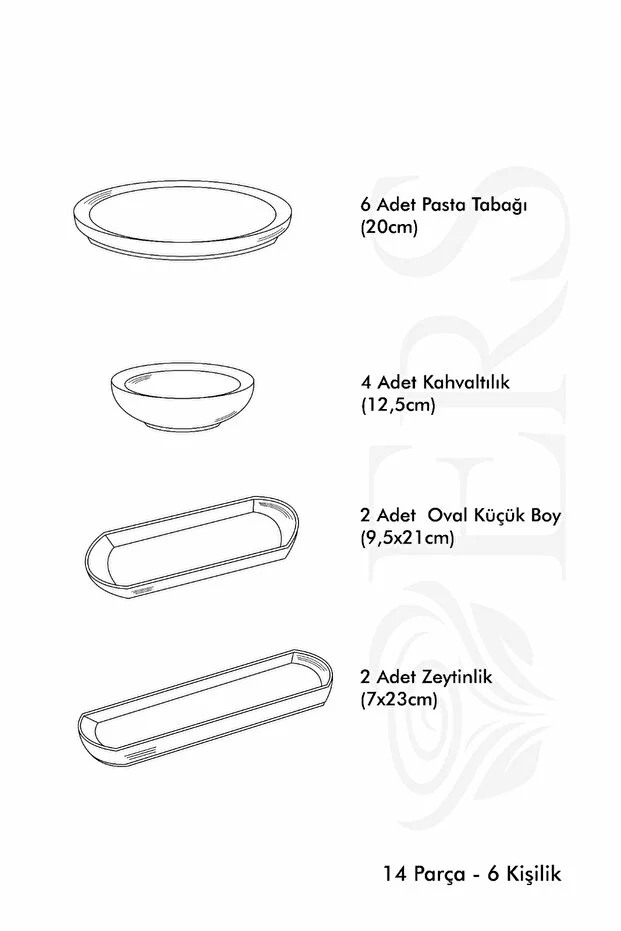 Dilek Ağacı 14 Parça 6 Kişilik Lüx Kahvaltı Takımı Seti Kahvaltılık Sunum Seti